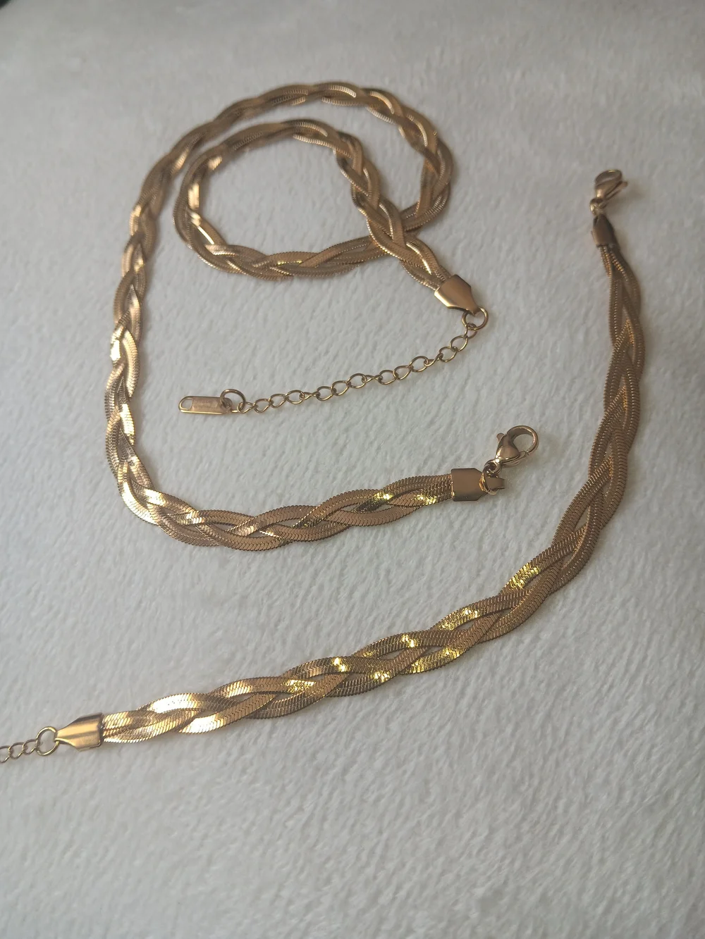 Gold Braided Chain Necklace Set